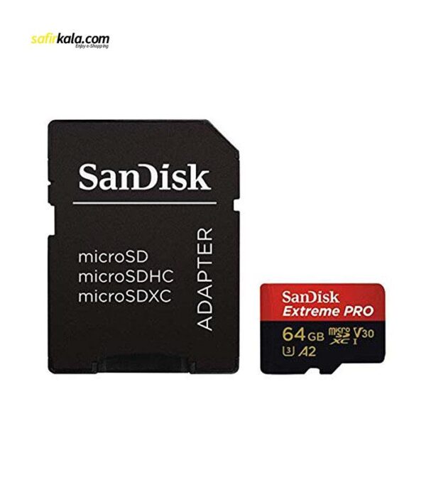 کارت حافظه microSDXC سن دیسک مدل Extreme PRO کلاس A2 استاندارد UHS-I U3 سرعت 170MBs ظرفیت 64 گیگابایت | سفیر کالا
