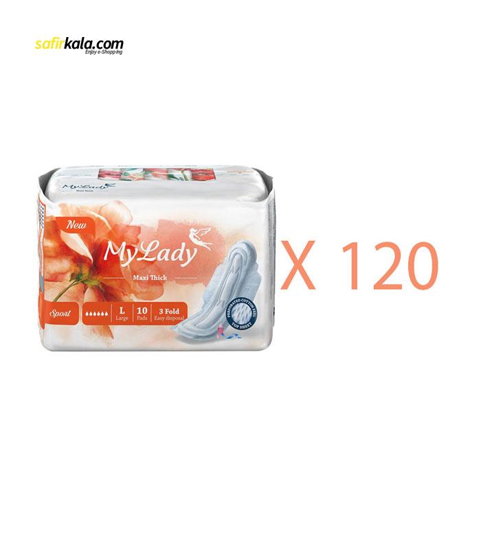 نوار بهداشتی مای لیدی مدل Maxi Sports سایز بزرگ مجموعه 120 عددی | فروشگاه اینترنتی سفیرکالا