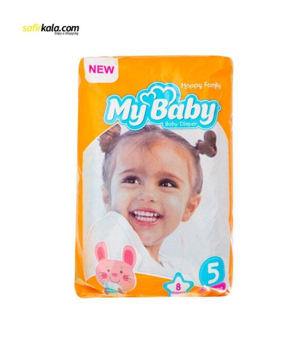 پوشک بچه مای بیبی مدل خانواده شاد سایز 5 بسته 8 عددی مجموعه 12 عددی | فروشگاه اینترنتی سفیرکالا